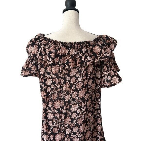 Zimmermann Tulsi Off Shoulder Tiered Floral Linen Gauze Midi Dress Size 1 Small - Picture 7 of 11